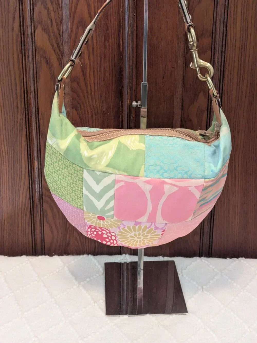 Coach Pastel Spring Patchwork Hamptons Hobo #374